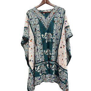 Elephant Print Kaftan Tunic One Size Fits Most By Sant Classics 100% Polyester G